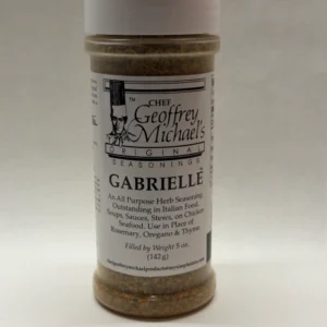 Seasoning bottle with Chef Geoffrey Michael's label.