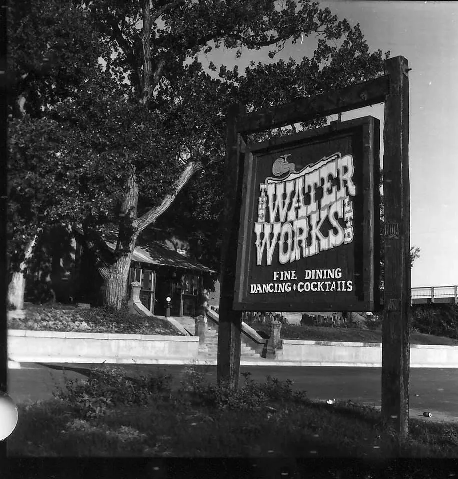 Sign for Water Works dining and cocktails.