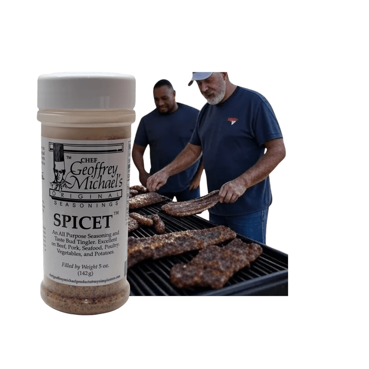 Barbecue with spice seasoning in foreground.